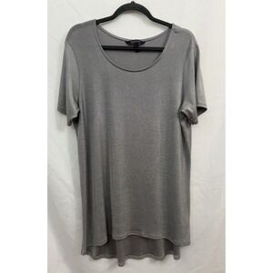 Long Tall Sally Silver Shimmer Metallic Silver Tunic Top Stretch Womens Size L